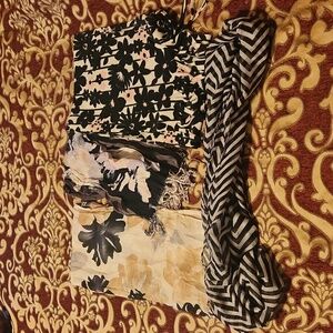 Set of 4 scarves, various widths, lengths, fabrics, colors